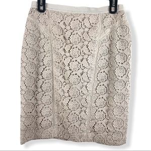 Ann Taylor Lace Floral Skirt Beige